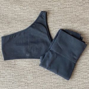 Set Active Sculptflex One Shoulder Bra and Legging Set in Slate